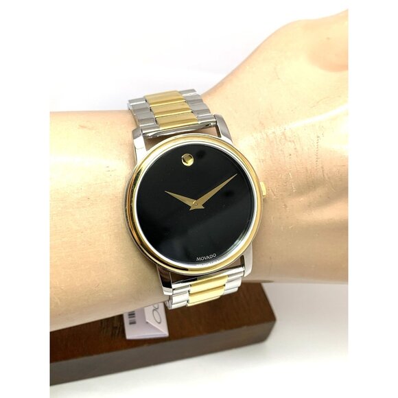 Movado Men's Watch 2100016 Museum Black Dial Swiss Quartz Two Tone Steel 39mm - Picture 11 of 14